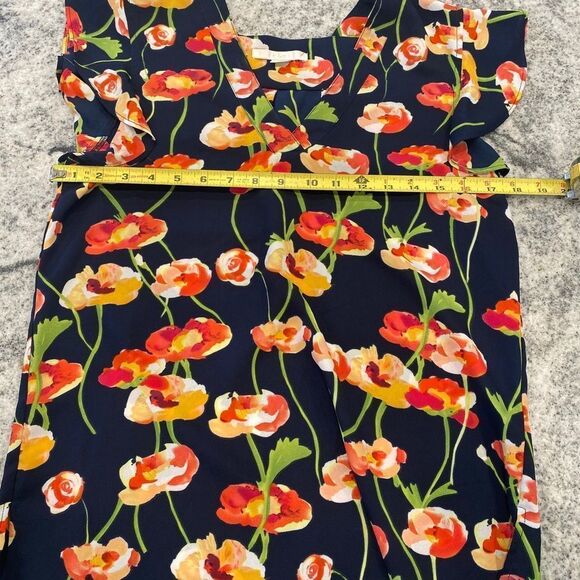 C&E Small Floral Short Flutter Sleeve V Neck Dressy Blouse Summer Office Event - Picture 7 of 7